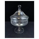 Princess House Heritage Pattern Crystal Compote Dish with Lid