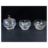 Princess House Heritage Pattern Crystal Creamer & Sugar Bowl Set (Lot of 3)