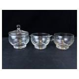 Princess House Heritage Pattern Crystal Creamer & Sugar Bowl Set (Lot of 3)