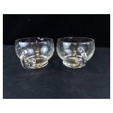 Princess House Crystal Teacups with Leaf Pattern (Lot of 2)