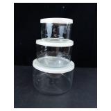 Princess House Heritage Crystal Storage Bowls - Floral Etching with Lids (3-Piece Set)