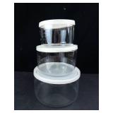 Princess House Heritage Crystal Storage Bowls - Floral Etching with Lids (3-Piece Set)