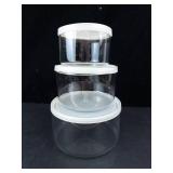 Princess House Heritage Crystal Storage Bowls - Floral Etching with Lids (3-Piece Set)