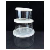 Princess House Heritage Crystal Storage Bowls - Floral Etching with Lids (3-Piece Set)