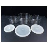 Princess House Heritage Crystal Storage Bowls - Floral Etching with Lids (3-Piece Set)