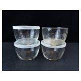Princess House Glass Bowls with Lids - Etched Leaf Pattern (Set of 4)