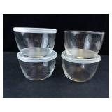 Princess House Glass Bowls with Lids - Etched Leaf Pattern (Set of 4)