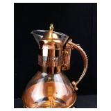 Princess House Vintage Copper Coffee Carafe with Glass Server, Stand & Tray