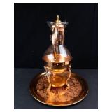 Princess House Vintage Copper Coffee Carafe with Glass Server, Stand & Tray