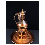 Princess House Vintage Copper Coffee Carafe with Glass Server, Stand & Tray