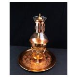 Princess House Vintage Copper Coffee Carafe with Glass Server, Stand & Tray