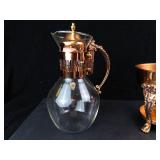 Princess House Vintage Copper Coffee Carafe with Glass Server, Stand & Tray