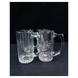 Princess House Clear Glass Mugs with Etched Leaf Pattern