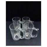 Princess House Clear Glass Mugs with Etched Leaf Pattern