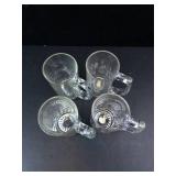 Princess House Clear Glass Mugs with Etched Leaf Pattern