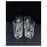 Princess House Clear Glass Mugs with Etched Leaf Pattern