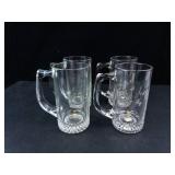 Princess House Clear Glass Mugs with Etched Leaf Pattern