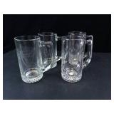 Princess House Clear Glass Mugs with Etched Leaf Pattern