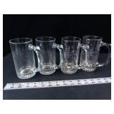Princess House Clear Glass Mugs with Etched Leaf Pattern