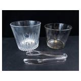 Princess House Heritage Crystal Ice Buckets with Glass Ice Tongs