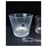 Princess House Heritage Crystal Ice Buckets with Glass Ice Tongs