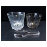 Princess House Heritage Crystal Ice Buckets with Glass Ice Tongs