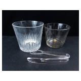 Princess House Heritage Crystal Ice Buckets with Glass Ice Tongs