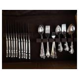 Assorted Silverware Set with Ornate Handles in Drawer Organizer