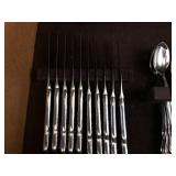 Assorted Silverware Set with Ornate Handles in Drawer Organizer