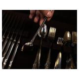 Assorted Silverware Set with Ornate Handles in Drawer Organizer
