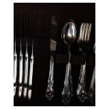 Assorted Silverware Set with Ornate Handles in Drawer Organizer