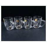 Princess House Crystal Mugs - Made in France, 4-Piece Set, Etched Leaf Pattern