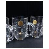 Princess House Crystal Mugs - Made in France, 4-Piece Set, Etched Leaf Pattern