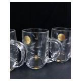 Princess House Crystal Mugs - Made in France, 4-Piece Set, Etched Leaf Pattern