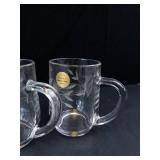 Princess House Crystal Mugs - Made in France, 4-Piece Set, Etched Leaf Pattern