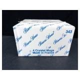 Princess House Crystal Mugs - Made in France, 4-Piece Set, Etched Leaf Pattern