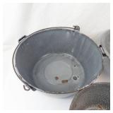 Antique Gray Graniteware Enamelware Set - Pots, Kettle, Colander & Funnel