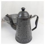 Antique Gray Graniteware Enamelware Set - Pots, Kettle, Colander & Funnel