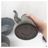 Antique Gray Graniteware Enamelware Set - Pots, Kettle, Colander & Funnel