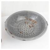 Antique Gray Graniteware Enamelware Set - Pots, Kettle, Colander & Funnel