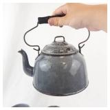 Crackle-Glaze Ceramic Tea Set with Teapot, Mugs, Bowls & Tray