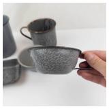 Crackle-Glaze Ceramic Tea Set with Teapot, Mugs, Bowls & Tray