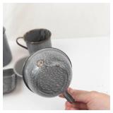Crackle-Glaze Ceramic Tea Set with Teapot, Mugs, Bowls & Tray