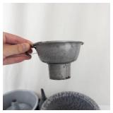 Vintage Gray Crackle Enamelware Cookware Set - Stock Pot, Plate & Cups