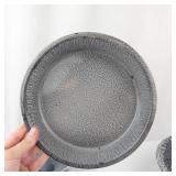 Vintage Gray Crackle Enamelware Cookware Set - Stock Pot, Plate & Cups