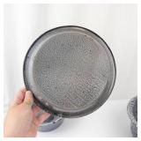 Vintage Gray Crackle Enamelware Cookware Set - Stock Pot, Plate & Cups