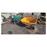 Mixed lot of Push Spreaders and wheel barrow