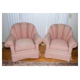 Pair of Vintage Pink Shell Back Chairs by Thomasville