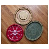 Set of 3 Vintage Tin Trays – Assorted Decorative Serving Trays