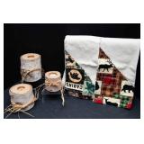 Cabin Themed Set – Birch Tea Light Candle Holders & Cotton Dish Towels